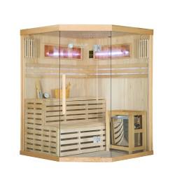 Sauna sucha z piecem HARVIA 6 kW kamieniem solnym i izolacją ścian 150X150X200CM FS-EA3CS