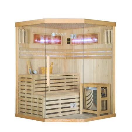 Sauna sucha z piecem HARVIA 6 kW kamieniem solnym i izolacją ścian 150X150X200CM FS-EA3CS