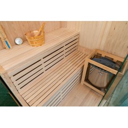 Sauna sucha z piecem HARVIA 6 kW kamieniem solnym i izolacją ścian 150X150X200CM FS-EA3CS