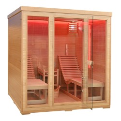 Sauna sucha z piecem HARVIA 8 kW, leżankami, kamieniem solnym i izolacją 180X180X190CM FS-EL5S-L