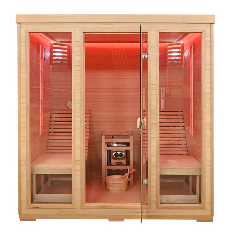 Sauna sucha z piecem HARVIA 8 kW, leżankami, kamieniem solnym i izolacją 180X180X190CM FS-EL5S-L