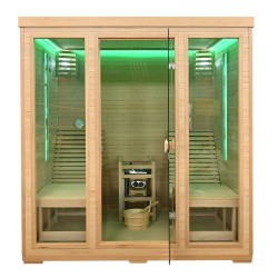 Sauna sucha z piecem HARVIA 8 kW, leżankami, kamieniem solnym i izolacją 180X180X190CM FS-EL5S-L
