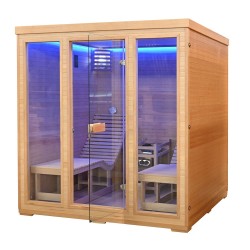 Sauna sucha z piecem HARVIA 8 kW, leżankami, kamieniem solnym i izolacją 180X180X190CM FS-EL5S-L