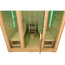 Sauna sucha z piecem HARVIA 8 kW, leżankami, kamieniem solnym i izolacją 180X180X190CM FS-EL5S-L