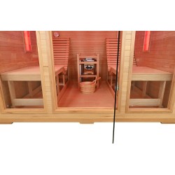 Sauna sucha z piecem HARVIA 8 kW, leżankami, kamieniem solnym i izolacją 180X180X190CM FS-EL5S-L