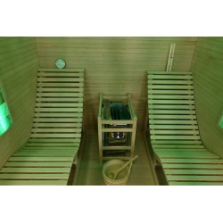 Sauna sucha z piecem HARVIA 8 kW, leżankami, kamieniem solnym i izolacją 180X180X190CM FS-EL5S-L