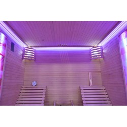 Sauna sucha z piecem HARVIA 8 kW, leżankami, kamieniem solnym i izolacją 180X180X190CM FS-EL5S-L