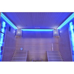 Sauna sucha z piecem HARVIA 8 kW, leżankami, kamieniem solnym i izolacją 180X180X190CM FS-EL5S-L