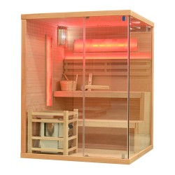 Sauna sucha z piecem HARVIA 6 kW, kamieniem solnym i izolacją ścian 150X140X200CM FS-EP3S LEWA