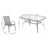 Zestaw Mebli Ogrodowych Bergamo Grey 6 krzeseł i 1 stół 150 cm  CZARNE SZKŁO HARTOWANE