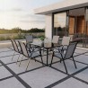 Zestaw Mebli Ogrodowych Bergamo Grey 6 krzeseł i 1 stół 150 cm  CZARNE SZKŁO HARTOWANE