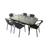 Zestaw Mebli Ogrodowych 6 krzeseł WALENCJA i 1 stół 150 cm BERGAMO SZKŁO HARTOWANE