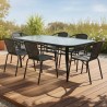 Zestaw Mebli Ogrodowych 6 krzeseł WALENCJA i 1 stół 150 cm BERGAMO SZKŁO HARTOWANE