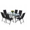 Zestaw Mebli Ogrodowych NAPOLI Aluminiowych 6 krzeseł i 1 stół 150 cm  SZKŁO HARTOWANE