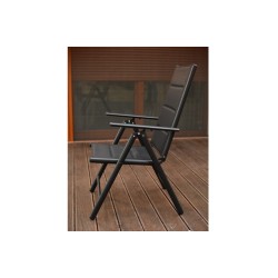 Zestaw Mebli Ogrodowych NAPOLI Glass Black Aluminiowych 6 krzeseł i 1 stół 150 cm CZARNE SZKŁO