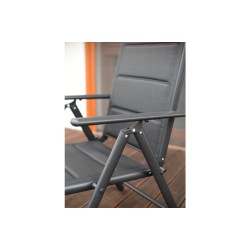 Zestaw Mebli Ogrodowych NAPOLI Glass Black Aluminiowych 6 krzeseł i 1 stół 150 cm CZARNE SZKŁO