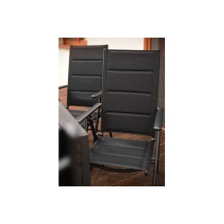 Zestaw Mebli Ogrodowych NAPOLI Glass Black Aluminiowych 6 krzeseł i 1 stół 150 cm CZARNE SZKŁO