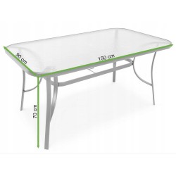 Zestaw Mebli Ogrodowych NAPOLI Glass Black Aluminiowych 6 krzeseł i 1 stół 150 cm CZARNE SZKŁO