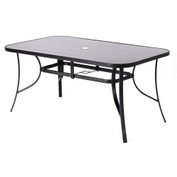 Zestaw Mebli Ogrodowych NAPOLI Glass Black Aluminiowych 6 krzeseł i 1 stół 150 cm CZARNE SZKŁO