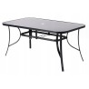 Zestaw Mebli Ogrodowych NAPOLI Glass Black Aluminiowych 6 krzeseł i 1 stół 150 cm CZARNE SZKŁO