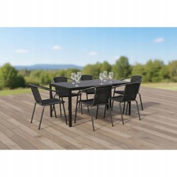 Zestaw Mebli Ogrodowych WALENCJA  6 krzeseł i 1 stół 150 cm NAPOLI ALUMINIUM z polywood