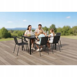 Zestaw Mebli Ogrodowych WALENCJA  6 krzeseł i 1 stół 150 cm NAPOLI ALUMINIUM z polywood