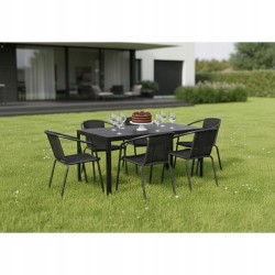 Zestaw Mebli Ogrodowych WALENCJA  6 krzeseł i 1 stół 150 cm NAPOLI ALUMINIUM z polywood