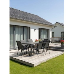 Zestaw Mebli Ogrodowych BERGAMO 6 krzeseł i 1 stół 150 cm NAPOLI ALUMINIUM z polywood