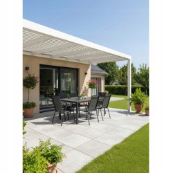 Zestaw Mebli Ogrodowych BERGAMO 6 krzeseł i 1 stół 150 cm NAPOLI ALUMINIUM z polywood