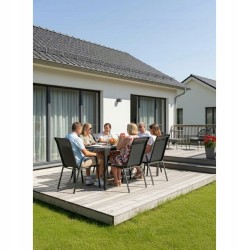 Zestaw Mebli Ogrodowych BERGAMO 6 krzeseł i 1 stół 150 cm NAPOLI ALUMINIUM z polywood