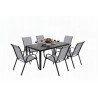 Zestaw Mebli Ogrodowych BERGAMO 6 krzeseł w kolorze szarym i 1 stół NAPOLI 150 cm ALUMINIUM z polywood