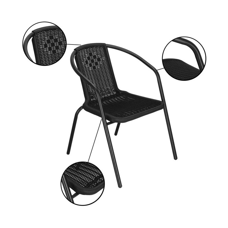 Krzesło Ogrodowe WALENCJA black czarne  Meble Ogrodowe Balkon