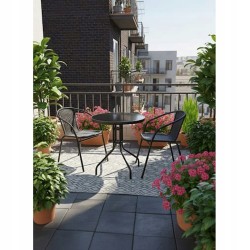 Krzesło Ogrodowe WALENCJA black czarne  Meble Ogrodowe Balkon