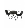 Zestaw mebli ogrodowych WALENCJA  STOLIK KAWOWY, balokonowy czarne szkło +2 KRZESŁA czarny 3 el.
