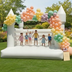 Dmuchany zamek biały do skakania magiczny z basenem 3 x 3 x 3 m Bounce House