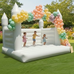 Dmuchany zamek biały do skakania magiczny z basenem 3 x 3 x 3 m Bounce House