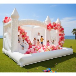 Dmuchany zamek biały do skakania magiczny z basenem 4,5 x 4,5   Bounce House
