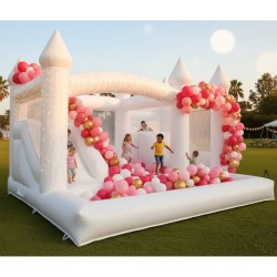 Dmuchany zamek biały do skakania magiczny z basenem 4,5 x 4,5   Bounce House