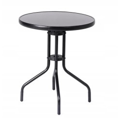 Zestaw Mebli Ogrodowych 4 krzesła WALENCJA i 1 stolik 60x70 cm  SZKŁO HARTOWANE CZARNE