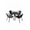 Zestaw Mebli Ogrodowych 4 krzesła WALENCJA i 1 stolik 60x70 cm  SZKŁO HARTOWANE CZARNE