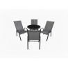 Meble Ogrodowe BERGAMO szare 4+1+ stolik czarne szkło