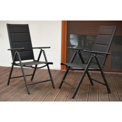 Meble Ogrodowe Aluminiowe  Napoli Zestaw 2 osobowy 2 krzesła + stolik czarne szkło