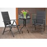 Meble Ogrodowe Aluminiowe  Napoli Zestaw 2 osobowy 2 krzesła + stolik czarne szkło