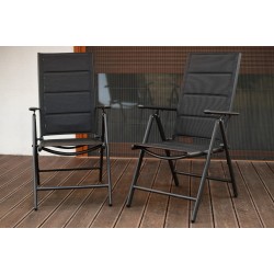 2x Krzesło ogrodowe tarasowe Napoli czarne rozkładane Meble Ogrodowe Balkon