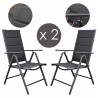 2x Krzesło ogrodowe tarasowe Napoli czarne rozkładane Meble Ogrodowe Balkon