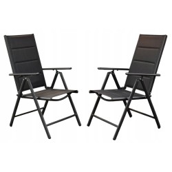 2x Krzesło ogrodowe tarasowe Napoli czarne rozkładane Meble Ogrodowe Balkon