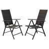 2x Krzesło ogrodowe tarasowe Napoli czarne rozkładane Meble Ogrodowe Balkon