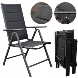 Krzesło ogrodowe tarasowe Napoli czarne rozkładane Meble Ogrodowe Balkon