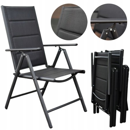 Krzesło ogrodowe tarasowe Napoli czarne rozkładane Meble Ogrodowe Balkon