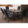 Meble Ogrodowe Aluminiowe  Napoli Zestaw 6 osobowy 7 elementów Czarny Jadalniany